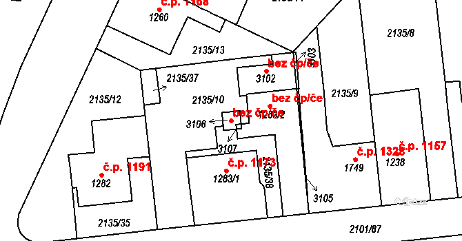 Choceň 45473552 na parcele st. 3106 v KÚ Choceň, Katastrální mapa