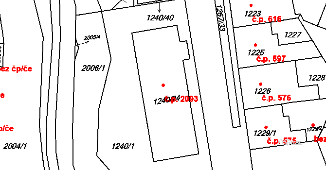 Předměstí 2093, Litoměřice na parcele st. 1240/24 v KÚ Litoměřice, Katastrální mapa