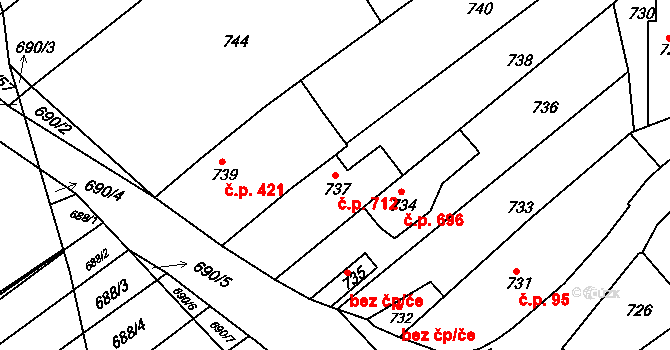 Buchlovice 712 na parcele st. 737 v KÚ Buchlovice, Katastrální mapa