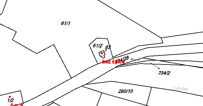 Sebečice 48181552 na parcele st. 63 v KÚ Sebečice, Katastrální mapa