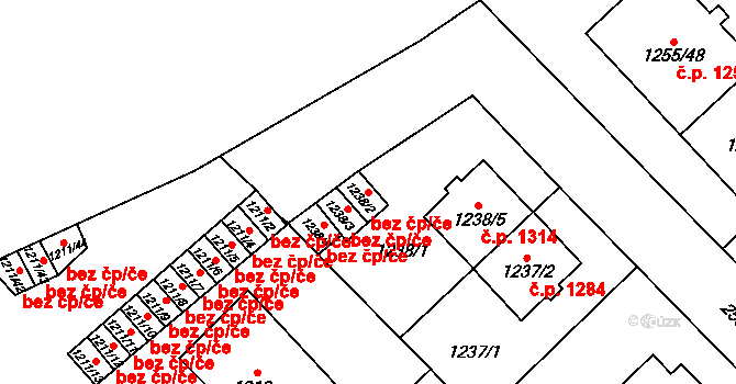 Plzeň 48858552 na parcele st. 1238/2 v KÚ Doubravka, Katastrální mapa