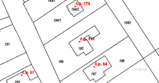 Stachovice 113, Fulnek na parcele st. 195 v KÚ Stachovice, Katastrální mapa