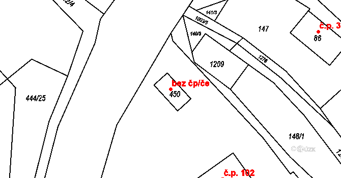 Ostružná 89098552 na parcele st. 450 v KÚ Ostružná, Katastrální mapa