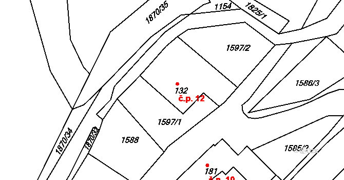 Hluky 12, Kounov na parcele st. 132 v KÚ Kounov u Dobrušky, Katastrální mapa