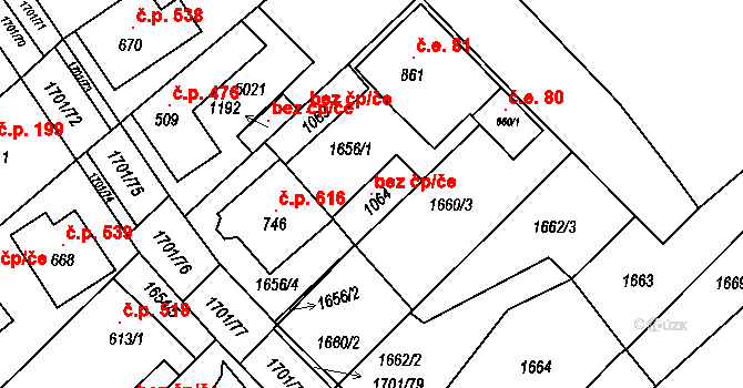 Boršice 98124552 na parcele st. 1064 v KÚ Boršice u Buchlovic, Katastrální mapa