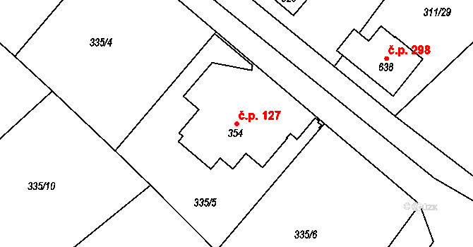Bražec 127, Náchod na parcele st. 354 v KÚ Bražec, Katastrální mapa