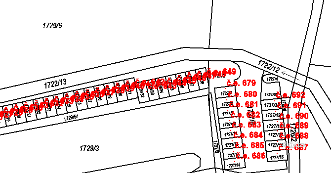 Miřetice u Klášterce nad Ohří 645, Klášterec nad Ohří na parcele st. 1729/34 v KÚ Miřetice u Klášterce nad Ohří, Katastrální mapa