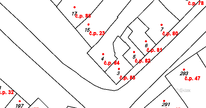 Čehovice 84 na parcele st. 4 v KÚ Čehovice, Katastrální mapa