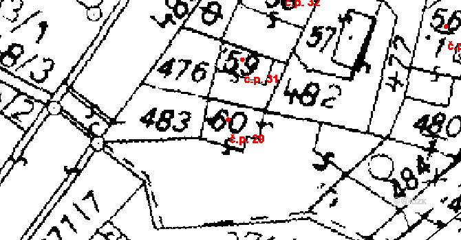 Předbořice 29, Černíny na parcele st. 60 v KÚ Předbořice, Katastrální mapa