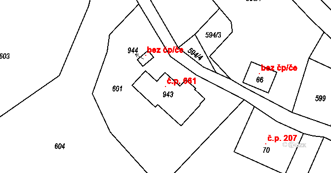 Příchovice 661, Kořenov na parcele st. 943 v KÚ Příchovice u Kořenova, Katastrální mapa