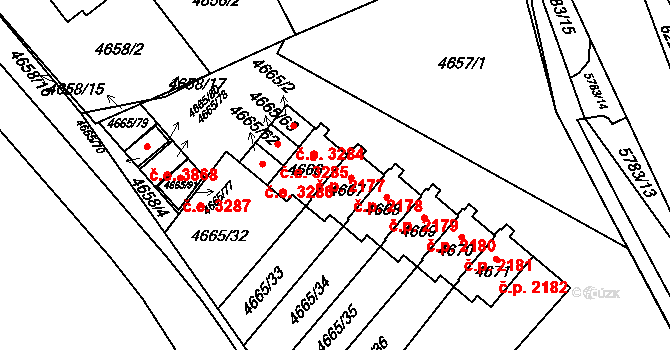 Jihlava 2178 na parcele st. 4667 v KÚ Jihlava, Katastrální mapa