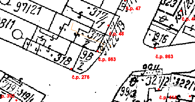 Lanžhot 563 na parcele st. 317/2 v KÚ Lanžhot, Katastrální mapa