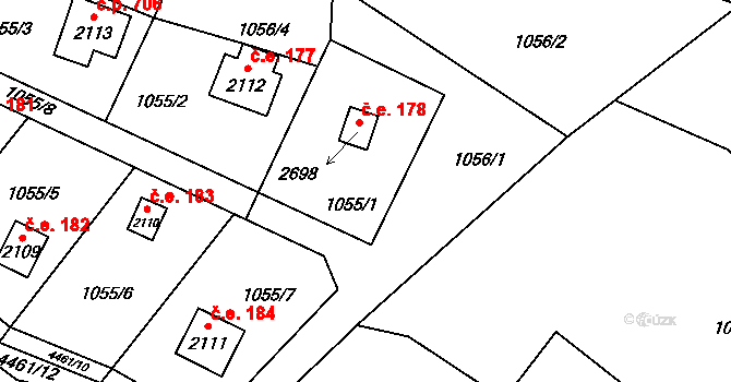 Ostravice 178 na parcele st. 2698 v KÚ Ostravice 1, Katastrální mapa