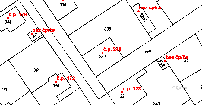Třebestovice 246 na parcele st. 339 v KÚ Třebestovice, Katastrální mapa