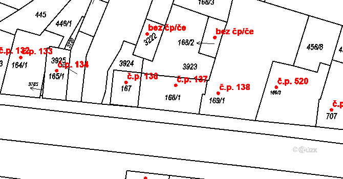 Lysá nad Labem 137 na parcele st. 168/1 v KÚ Lysá nad Labem, Katastrální mapa
