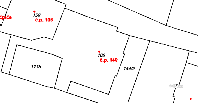 Bohosudov 140, Krupka na parcele st. 160 v KÚ Bohosudov, Katastrální mapa