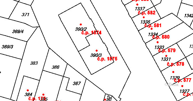 České Budějovice 5 1575, České Budějovice na parcele st. 390/3 v KÚ České Budějovice 5, Katastrální mapa