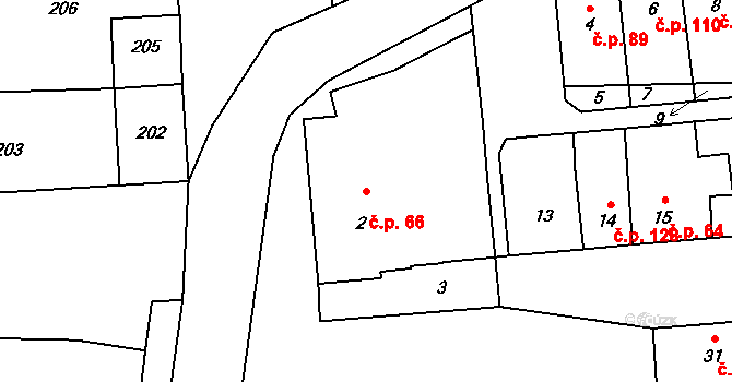Opatovice 66 na parcele st. 2 v KÚ Opatovice u Rajhradu, Katastrální mapa