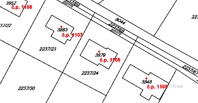 Žichlínské Předměstí 1106, Lanškroun na parcele st. 3879 v KÚ Lanškroun, Katastrální mapa