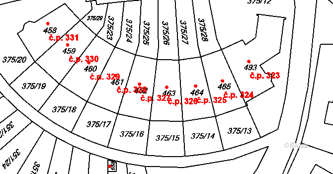 Týn 326, Třebíč na parcele st. 463 v KÚ Týn u Třebíče, Katastrální mapa