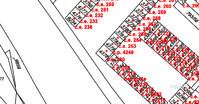 Hodonín 230 na parcele st. 4378 v KÚ Hodonín, Katastrální mapa