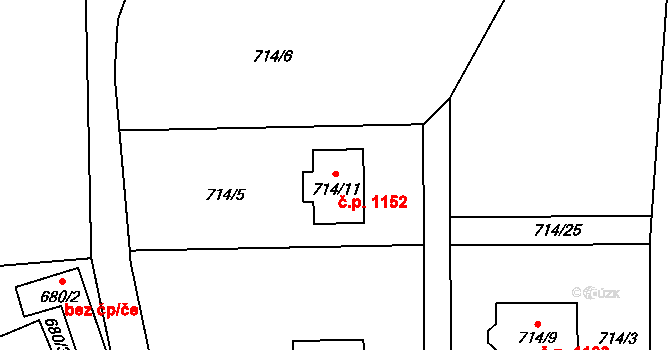 Vendryně 1152 na parcele st. 714/11 v KÚ Vendryně, Katastrální mapa