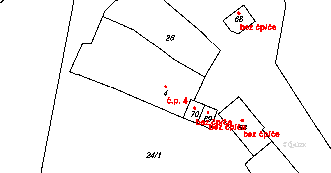 Oslava 4, Dolní Heřmanice na parcele st. 4 v KÚ Oslava, Katastrální mapa