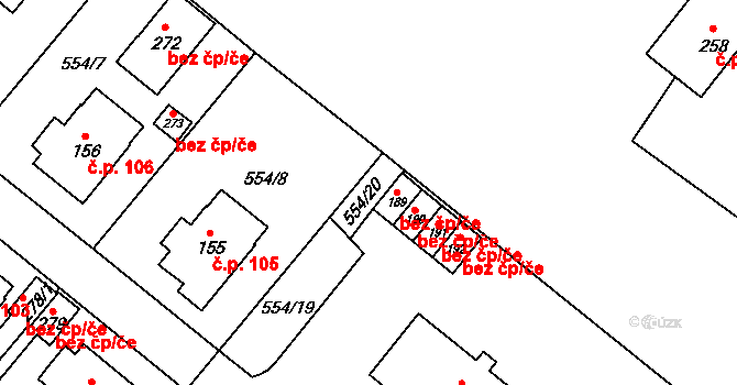 Morašice 40123553 na parcele st. 189 v KÚ Morašice u Litomyšle, Katastrální mapa