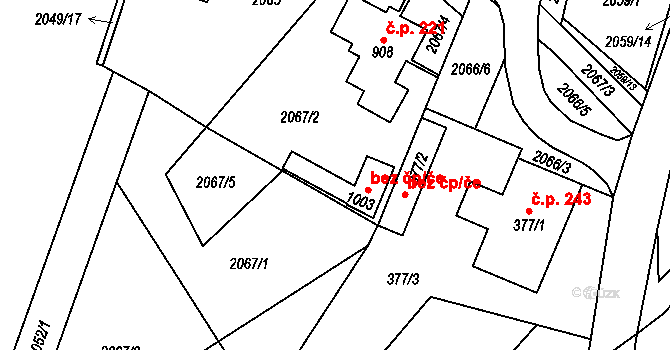 Hanušovice 44880553 na parcele st. 1003 v KÚ Hanušovice, Katastrální mapa