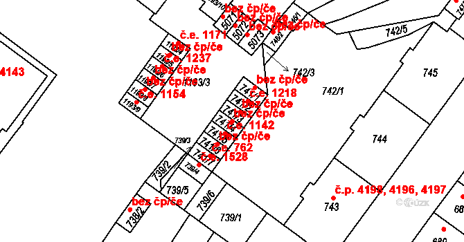 Chomutov 45053553 na parcele st. 741/4 v KÚ Chomutov II, Katastrální mapa