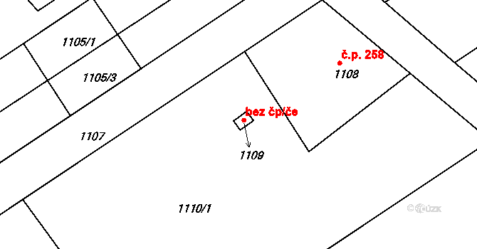 Olomučany 46031553 na parcele st. 1109 v KÚ Olomučany, Katastrální mapa