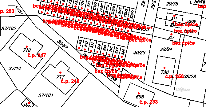 Pardubice 46737553 na parcele st. 549 v KÚ Nové Jesenčany, Katastrální mapa