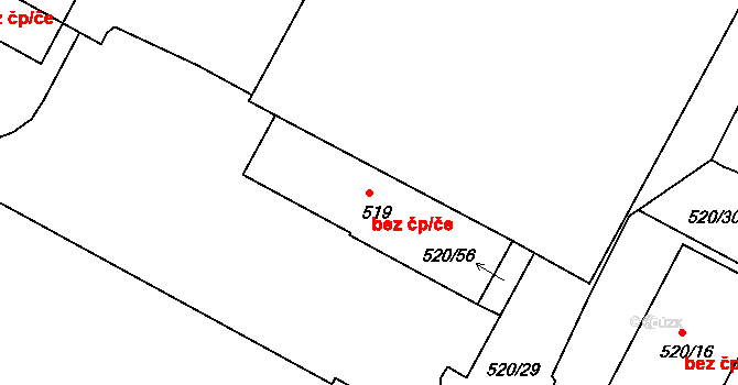 Liberec 47142553 na parcele st. 519 v KÚ Rochlice u Liberce, Katastrální mapa