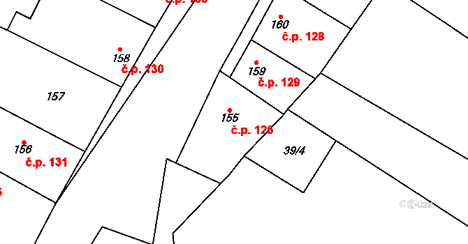 Drysice 125 na parcele st. 155 v KÚ Drysice, Katastrální mapa