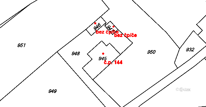 Rapotín 144 na parcele st. 945 v KÚ Rapotín, Katastrální mapa