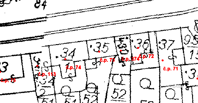 Choltice 73 na parcele st. 35 v KÚ Choltice, Katastrální mapa