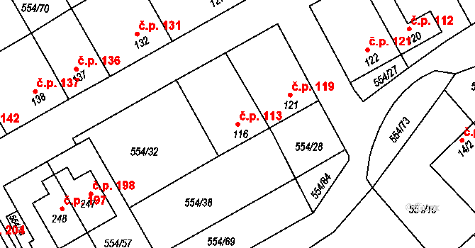 Kravsko 113 na parcele st. 116 v KÚ Kravsko, Katastrální mapa