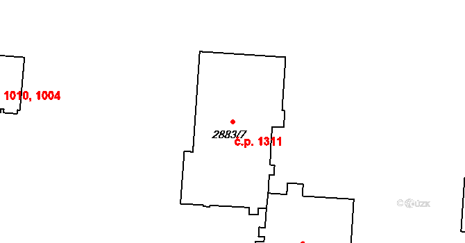 Přerov I-Město 1311, Přerov na parcele st. 2883/7 v KÚ Přerov, Katastrální mapa