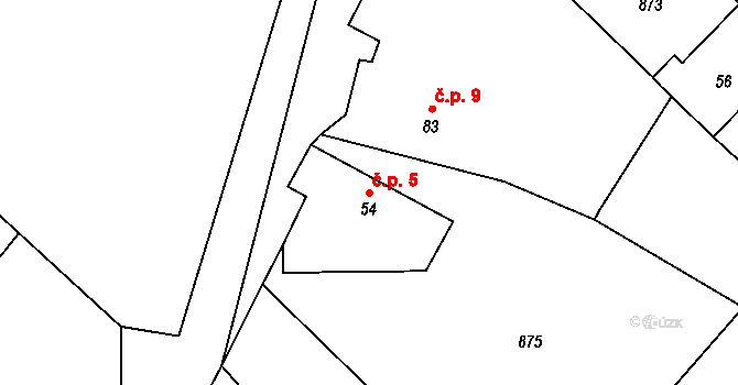 Chochol 5, Tichonice na parcele st. 54 v KÚ Tichonice, Katastrální mapa