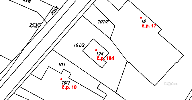 Polánky nad Dědinou 104, Třebechovice pod Orebem na parcele st. 124 v KÚ Polánky nad Dědinou, Katastrální mapa
