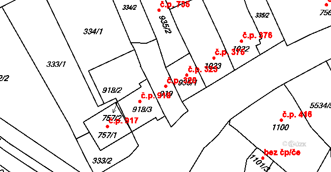 Horní Předměstí 320, Polička na parcele st. 919 v KÚ Polička, Katastrální mapa