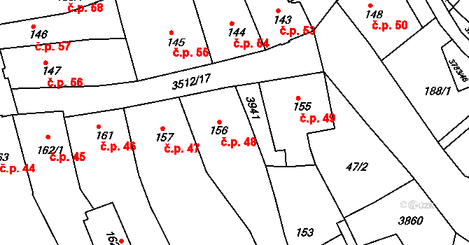 Cvikov I 48, Cvikov na parcele st. 156 v KÚ Cvikov, Katastrální mapa