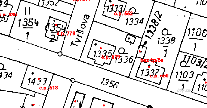 Rychnov u Jablonce nad Nisou 539 na parcele st. 1335 v KÚ Rychnov u Jablonce nad Nisou, Katastrální mapa