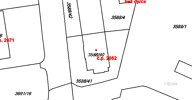 Frýdek 2062, Frýdek-Místek na parcele st. 3588/40 v KÚ Frýdek, Katastrální mapa