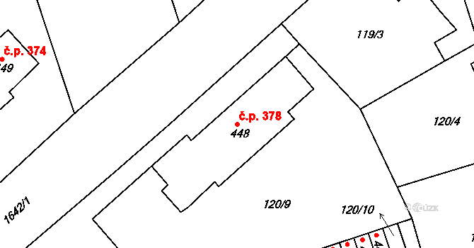 Švihov 378 na parcele st. 448 v KÚ Švihov u Klatov, Katastrální mapa