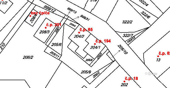 Klikov 65, Suchdol nad Lužnicí na parcele st. 204/2 v KÚ Klikov, Katastrální mapa
