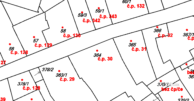 Příbram II 30, Příbram na parcele st. 364 v KÚ Příbram, Katastrální mapa