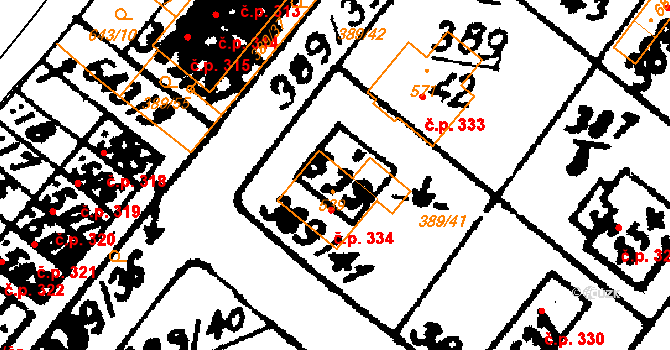 Nasavrky 334 na parcele st. 539 v KÚ Nasavrky, Katastrální mapa
