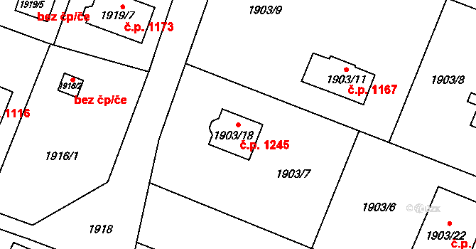 Vratimov 1245 na parcele st. 1903/18 v KÚ Vratimov, Katastrální mapa