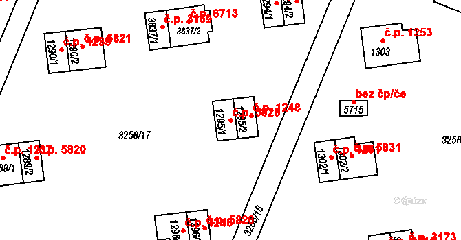 Zlín 5828 na parcele st. 1295/1 v KÚ Zlín, Katastrální mapa